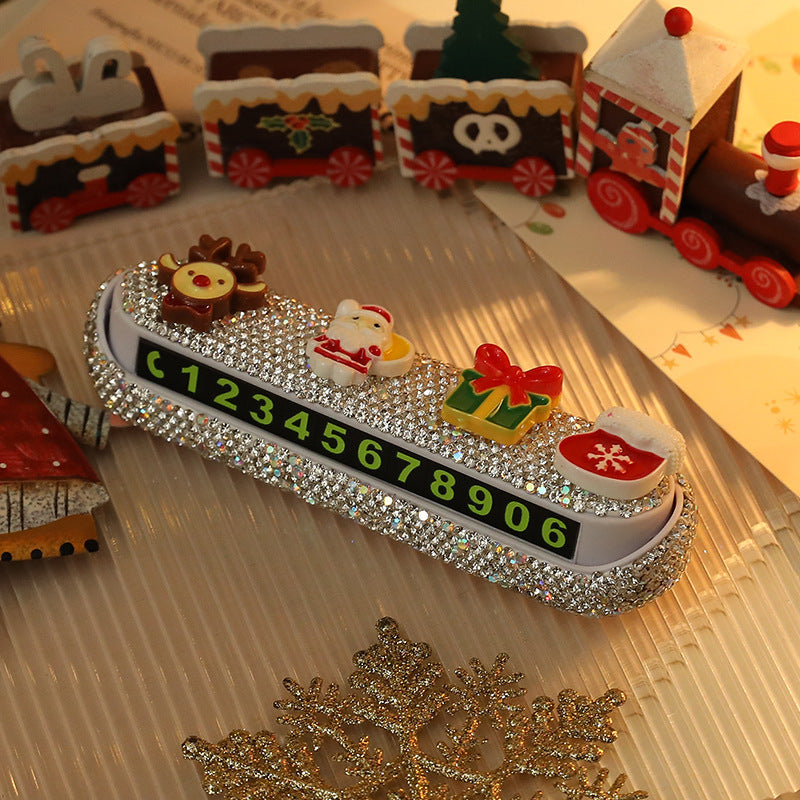 Christmas Parking Phone Number Sign Cartoon Cute Car Moving Digital Number Plate Christmas Decoration