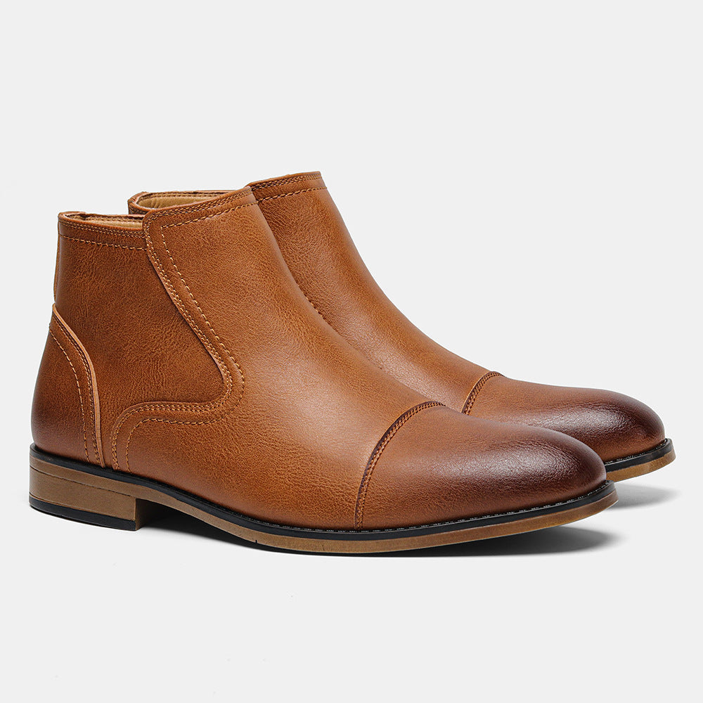 Plus Size Men's Chelsea Boots Inside Zipper Leather Boots