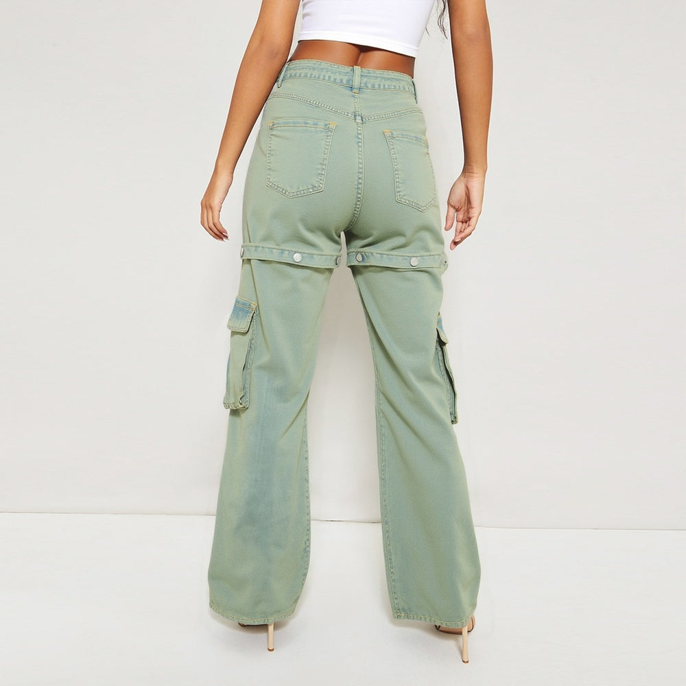 Women's High-Waist Cargo Pants, Loose Fit Convertible Pants With Zip-Off Legs To Shorts, Cotton Twill For All Seasons Forbidden Platform - Temu