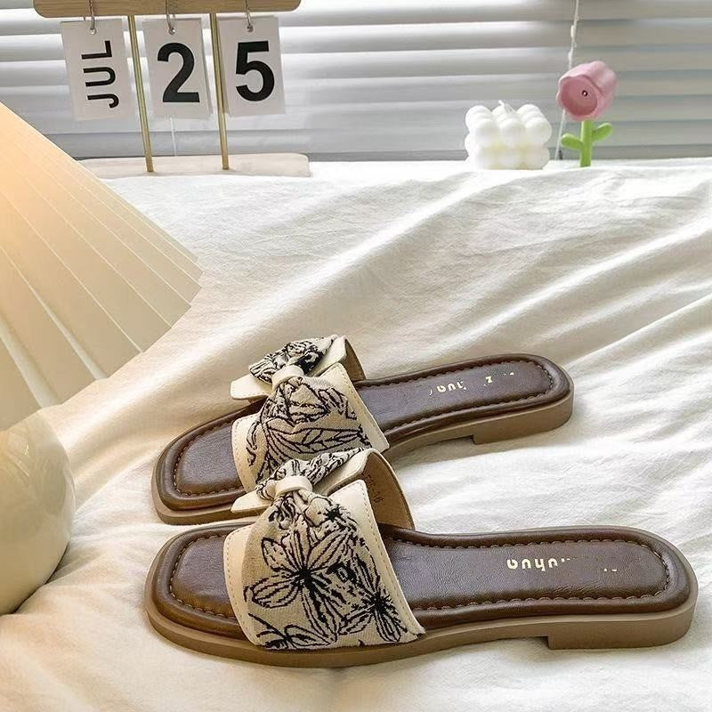 Fashionable National Style Flat With Skirt French Beach Outdoor Comfortable Slippers