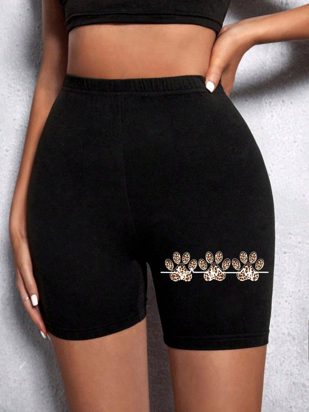 Summer Woman Tight Shorts Leopard Heart And Love Letter Grap