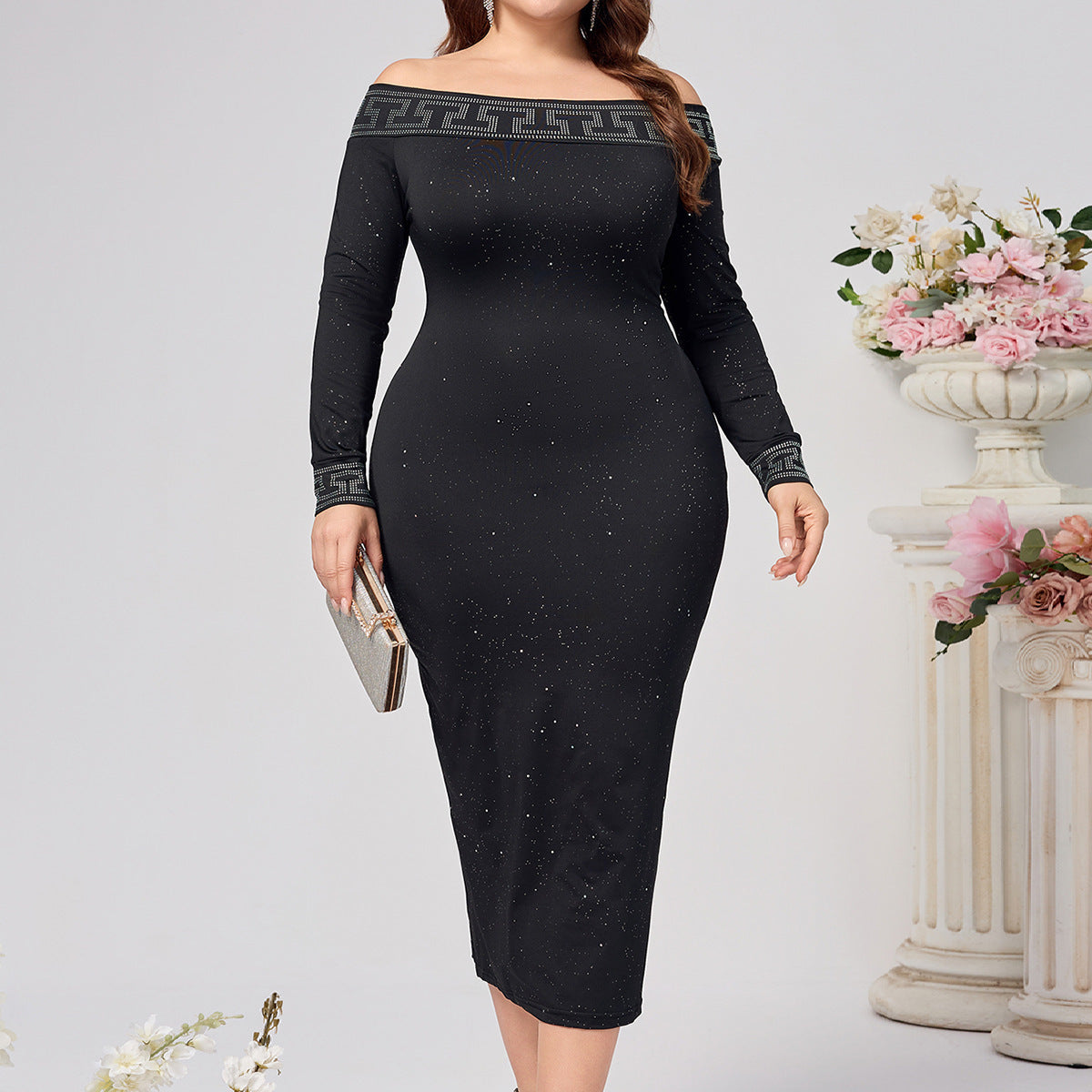 Autumn And Winter Long Sleeve Slim-fit Sequined Dress