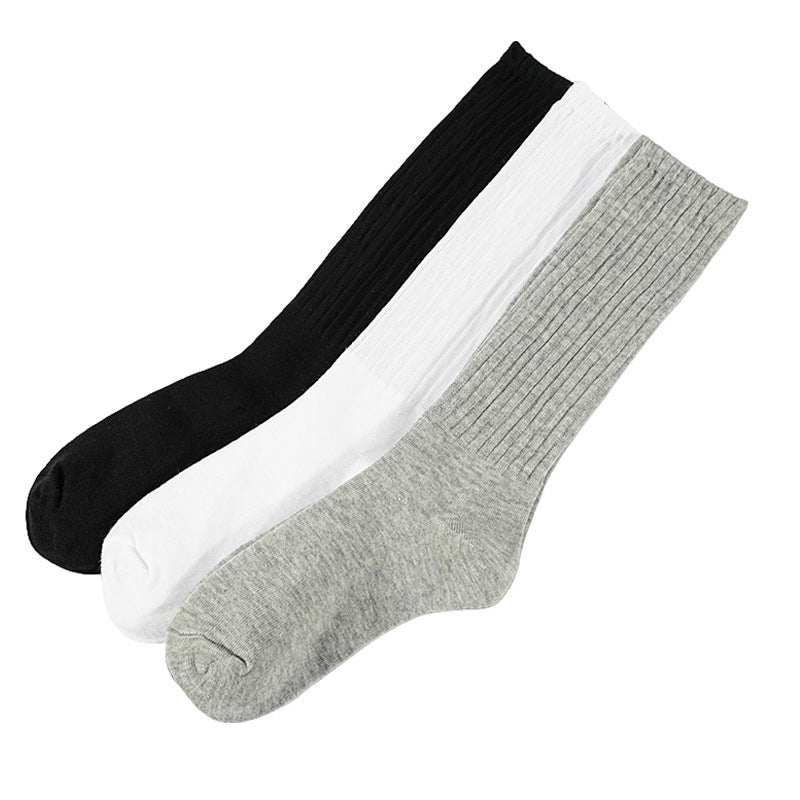 Loose Stockings Spring And Autumn Women's Black, White And Gray Pure Color Socks