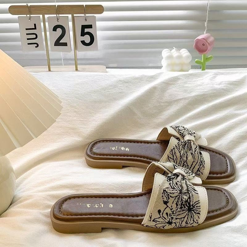 Fashionable National Style Flat With Skirt French Beach Outdoor Comfortable Slippers