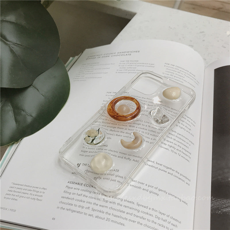 Gem Crescent Retro Small Number Of Three-dimensional Transparent Phone Case