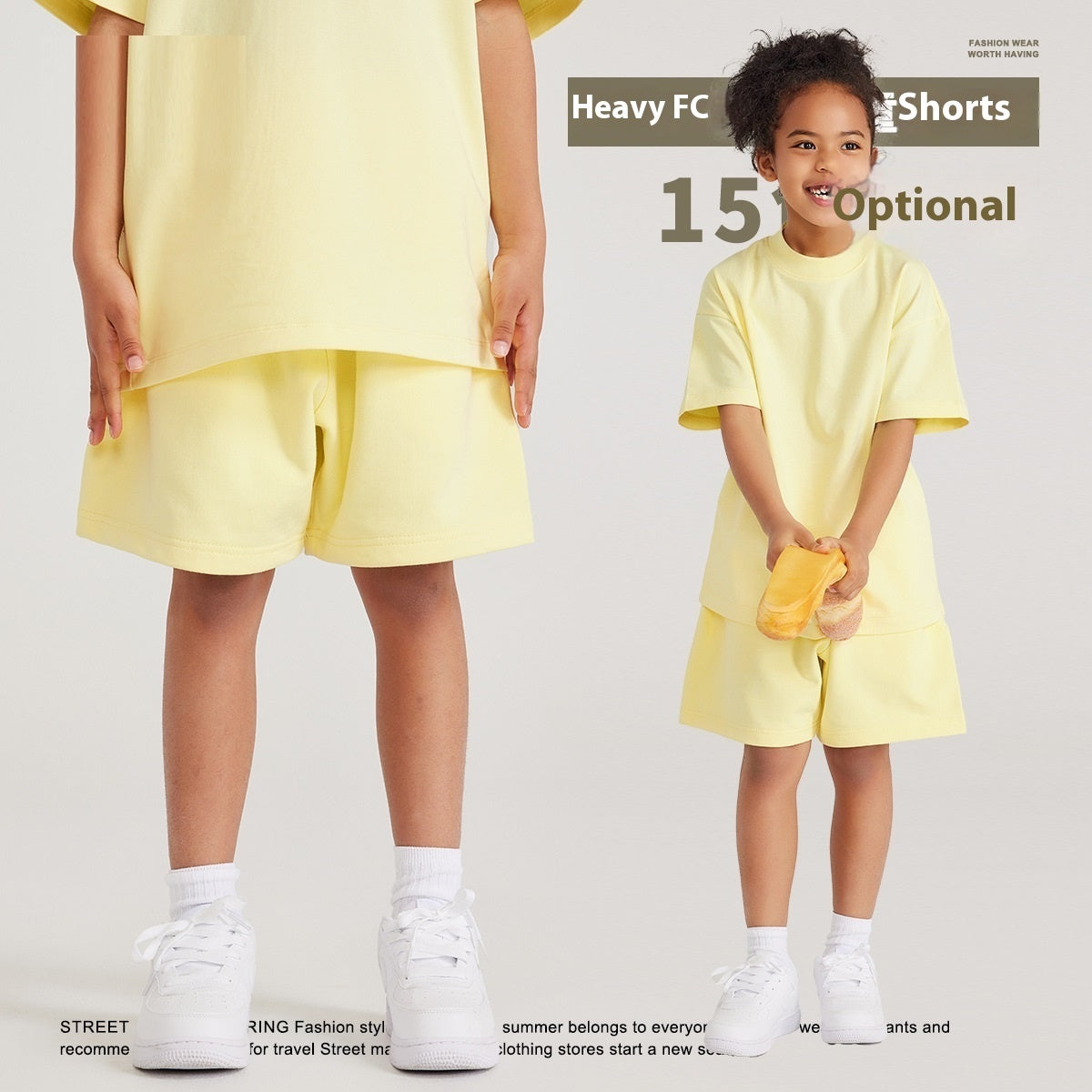 Earth Color Basic Style Medium And Large Children's Cotton Shorts