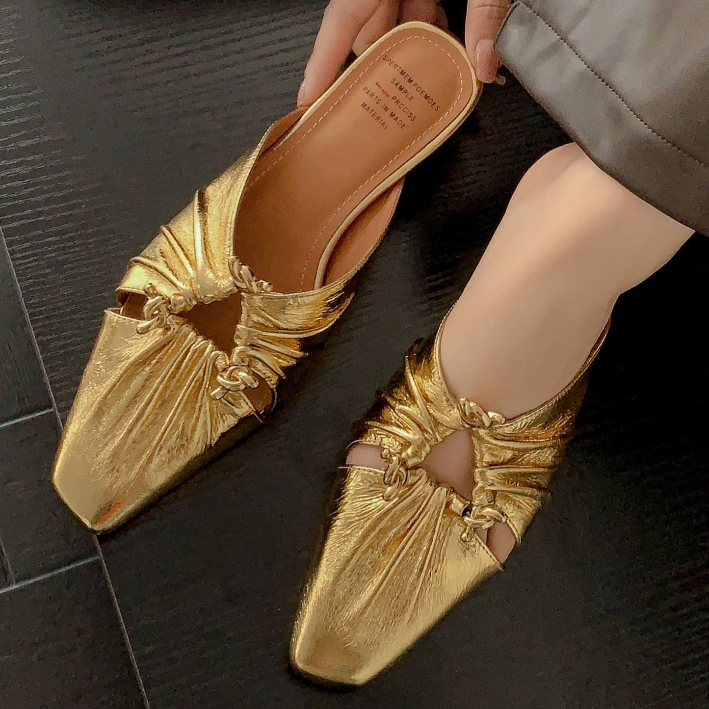 Genuine Leather Women's Half Toe Cap Slippers