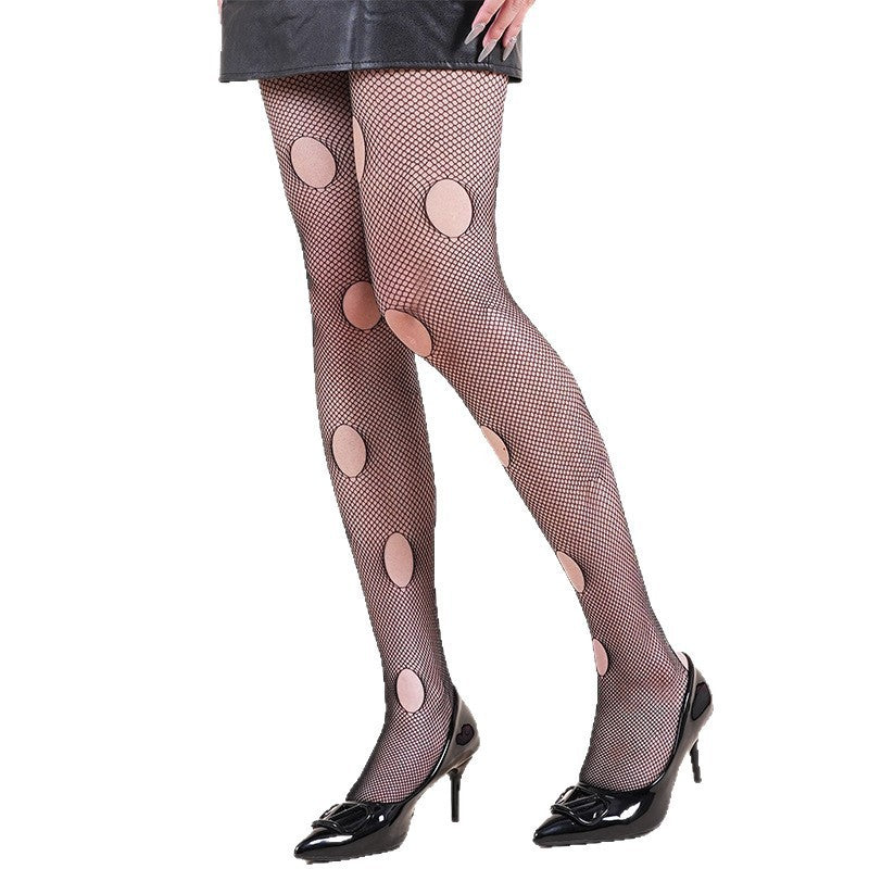 Halloween Spider Web Leopard Print Fishnet Stockings Women