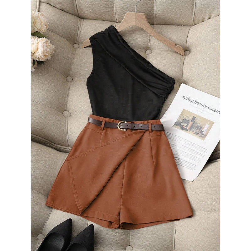 Fashionable All-match Commuter High Elastic Black Shorts