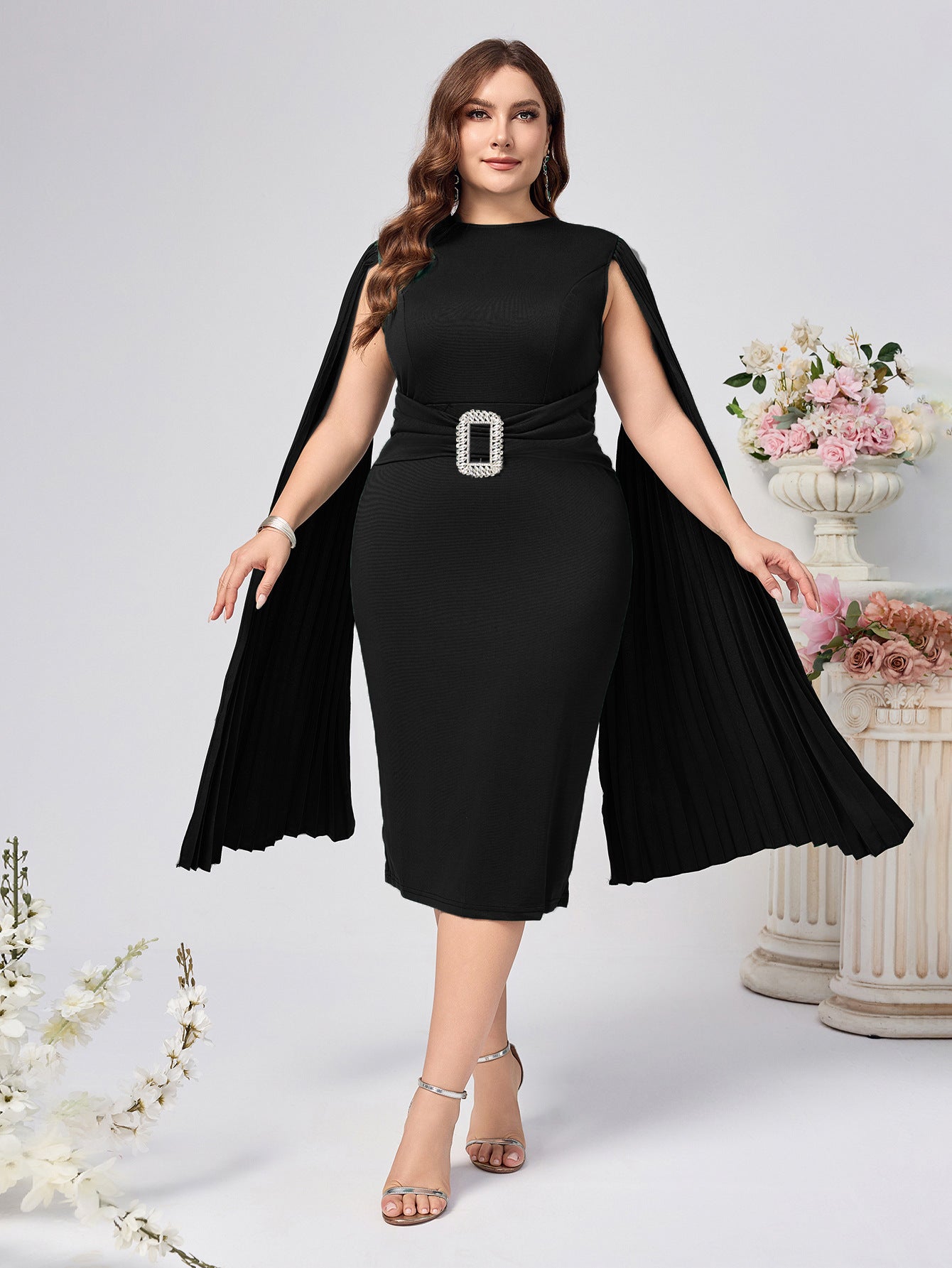 Solid Color Sheath Plus Size Dress