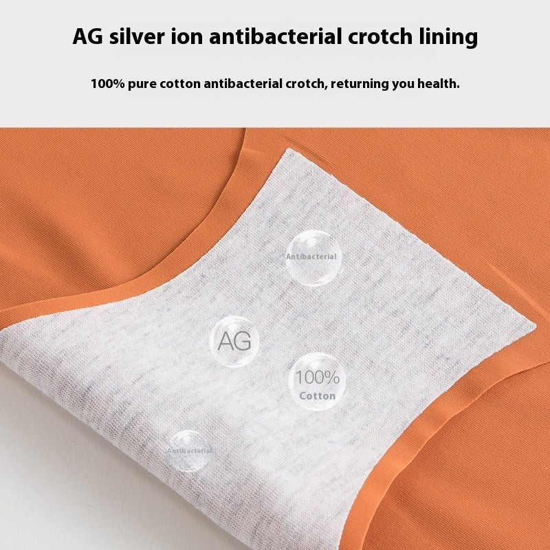 Ice Silk Underwear For Women Traceless Mid Waist Cotton Crotch Antibacterial