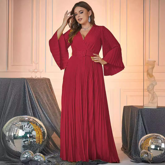 Women's Long-sleeved V-neck Dress