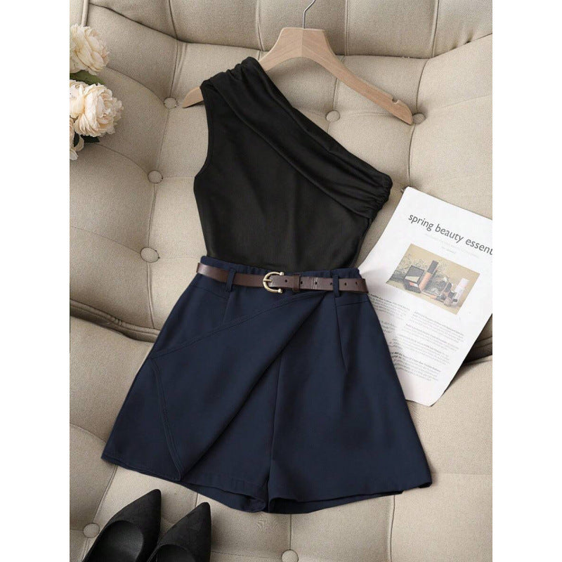 Fashionable All-match Commuter High Elastic Black Shorts